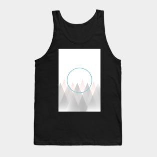 Minimal Abstract Graphic Mountains Circle Blue Mint Pink Gray Tank Top